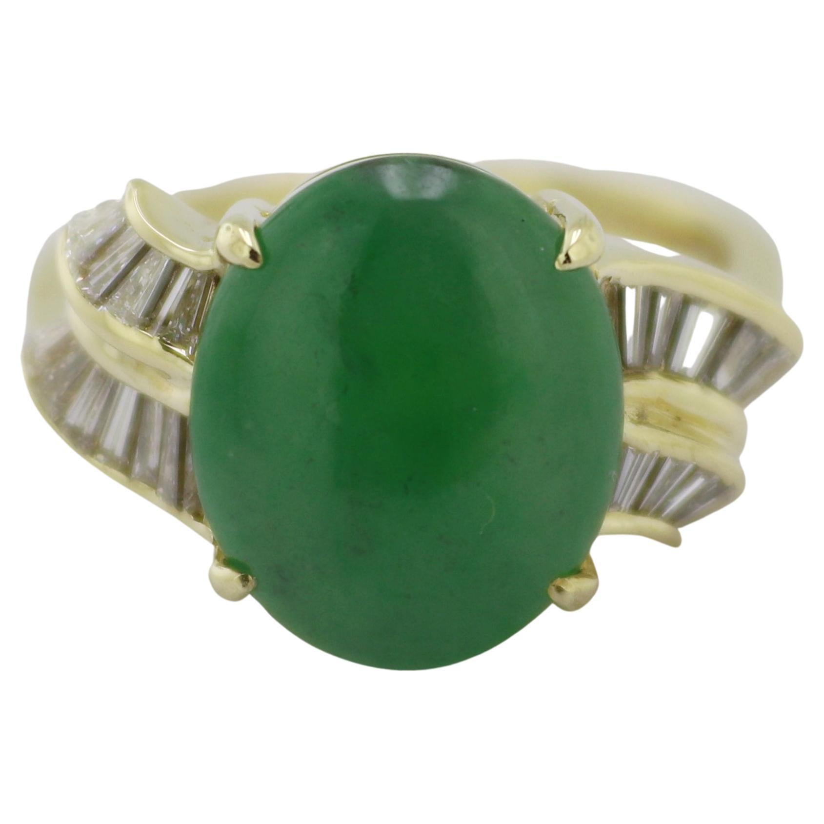 Mason Kay 18K Yellow Gold Ring with Natural Untreated Jadeite For Sale