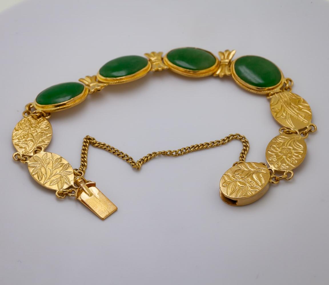 Mason Kay-Armband aus Gelbgold mit natürlichem Jadeit und Jade (Kunsthandwerker*in) im Angebot