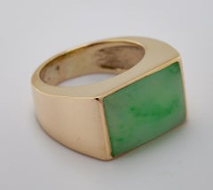 Natural Jadeite Jade “Mason Kay Report Certified” Yellow Gold Ring