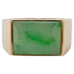 Vintage Natural Jadeite Jade “Mason Kay Report Certified” Yellow Gold Ring