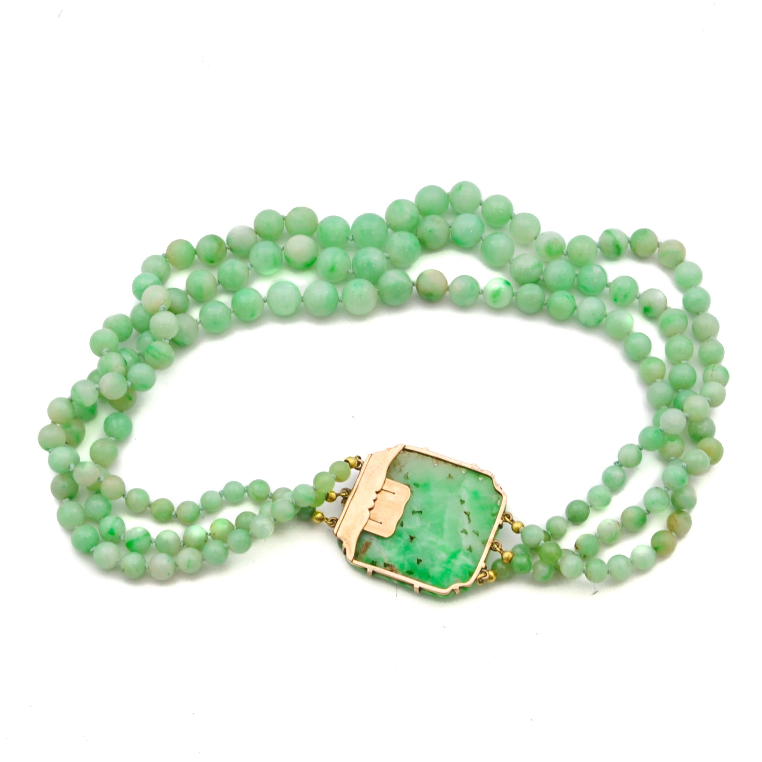 Collana di perline di giada naturale a più fili, certificata A-Jade in vendita 3