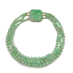 Natural Jadeite Jade Multi-Strand Beaded Necklace, A-Jade Certified