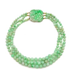 Collier de perles en jadéite naturelle à plusieurs brins, certifié A-Jade