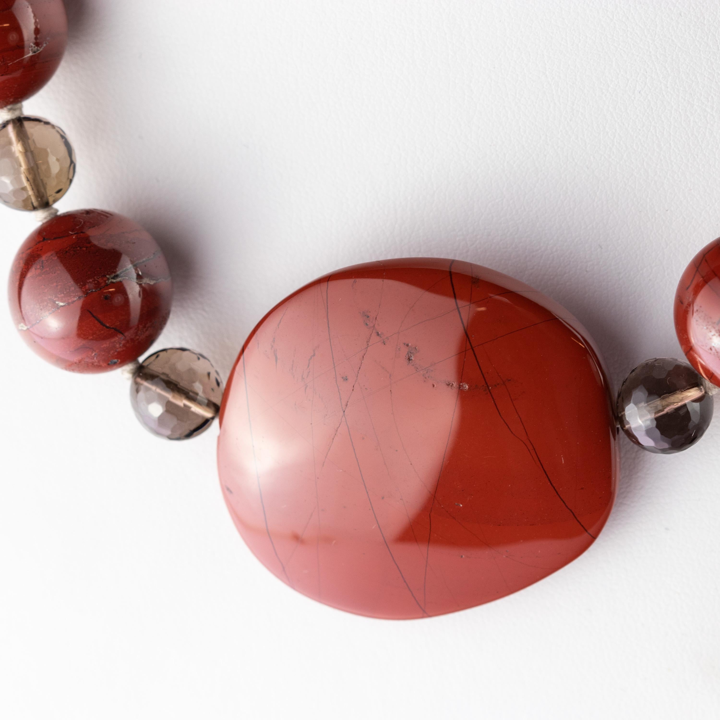 Collana di perline in quarzo diaspro 925 in argento sterling, stile Art Déco in vendita 1