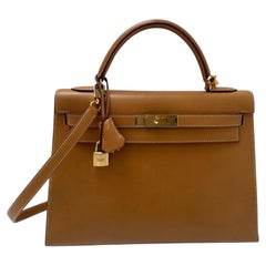 Natural Kelly 32 Unisex Structured Shoulder Bag - Excellent Condition