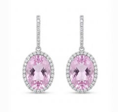 Orecchino in oro 14k con kunzite naturale da 19 carati e diamante da 0,75 carati