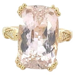 Natural Kunzite Diamond Ring Size 7 14k Gold 14.5 TCW Certified