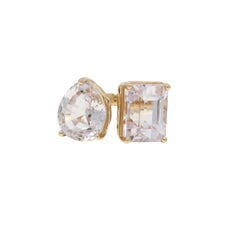 Natural Kunzite Pear & Emerald Cut Toi Et Moi 18-Karat Ring In Stock