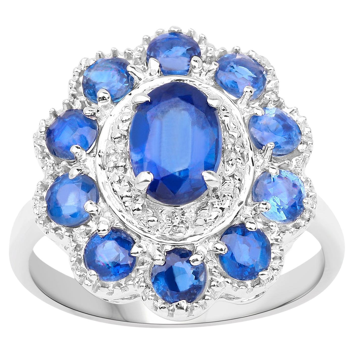 Natural Kyanite Cocktail Ring 2.50 Carats Sterling Silver For Sale