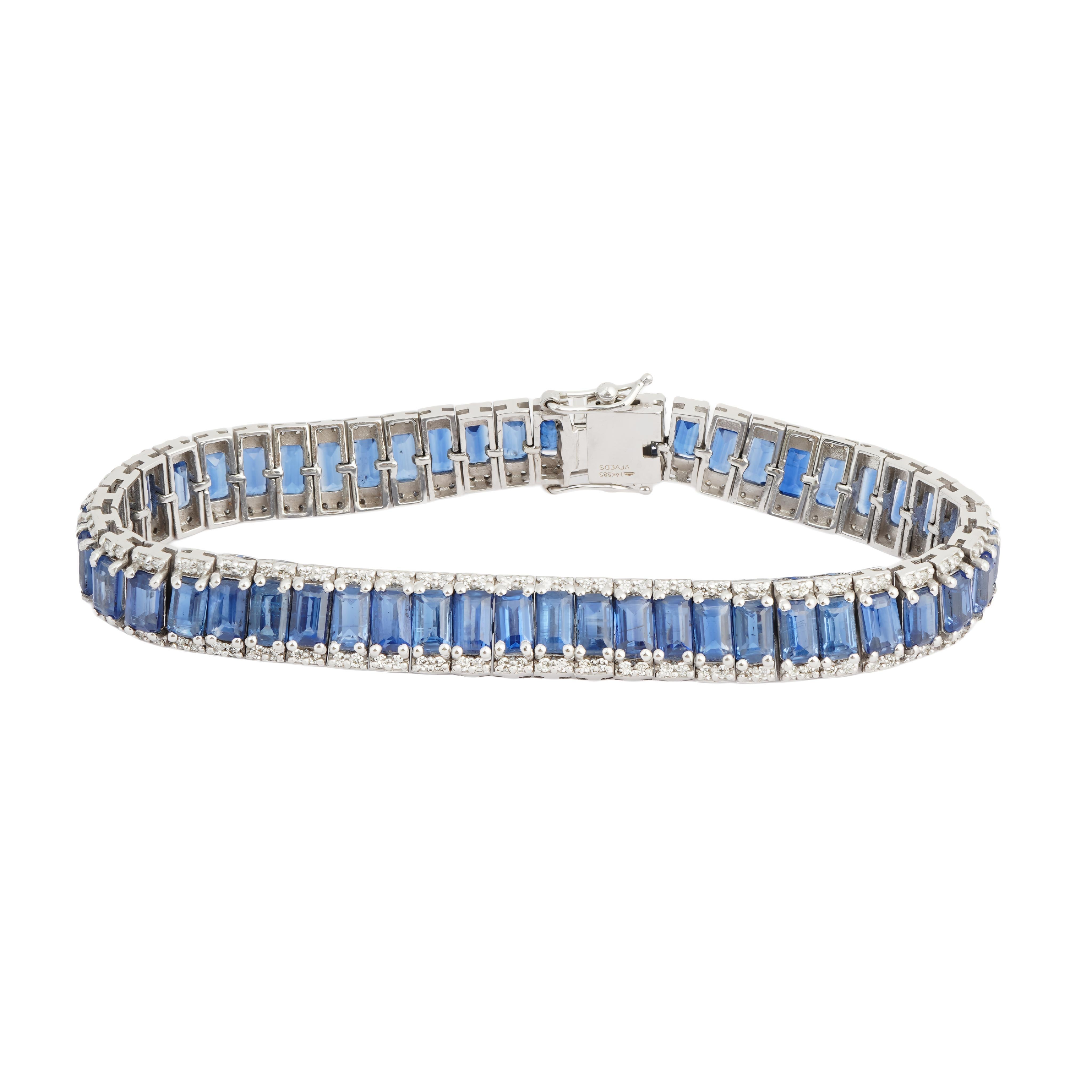 Natural Kyanite diamond bracelet in 14k gold Corte Asscher en venta