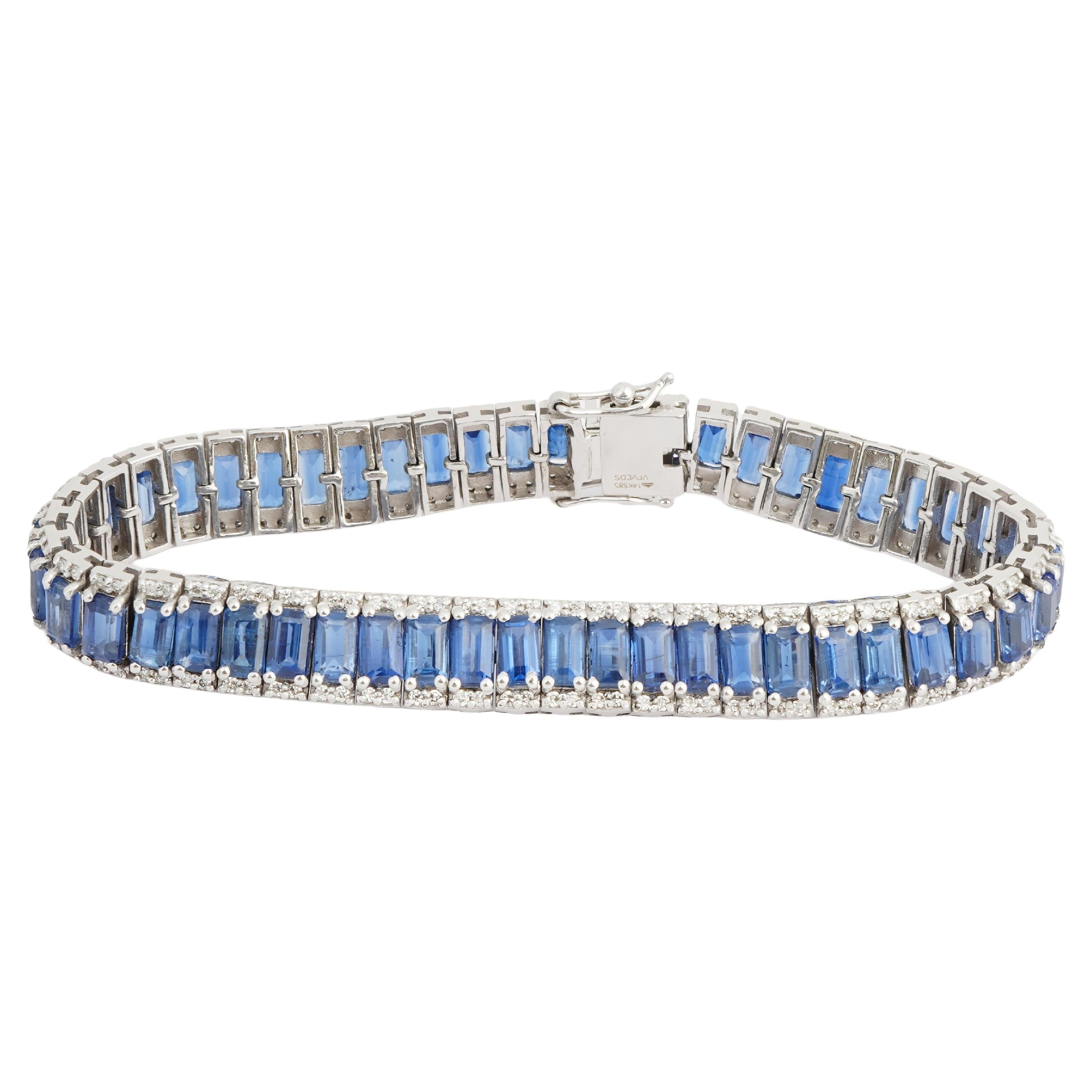 Natural Kyanite diamond bracelet in 14k gold