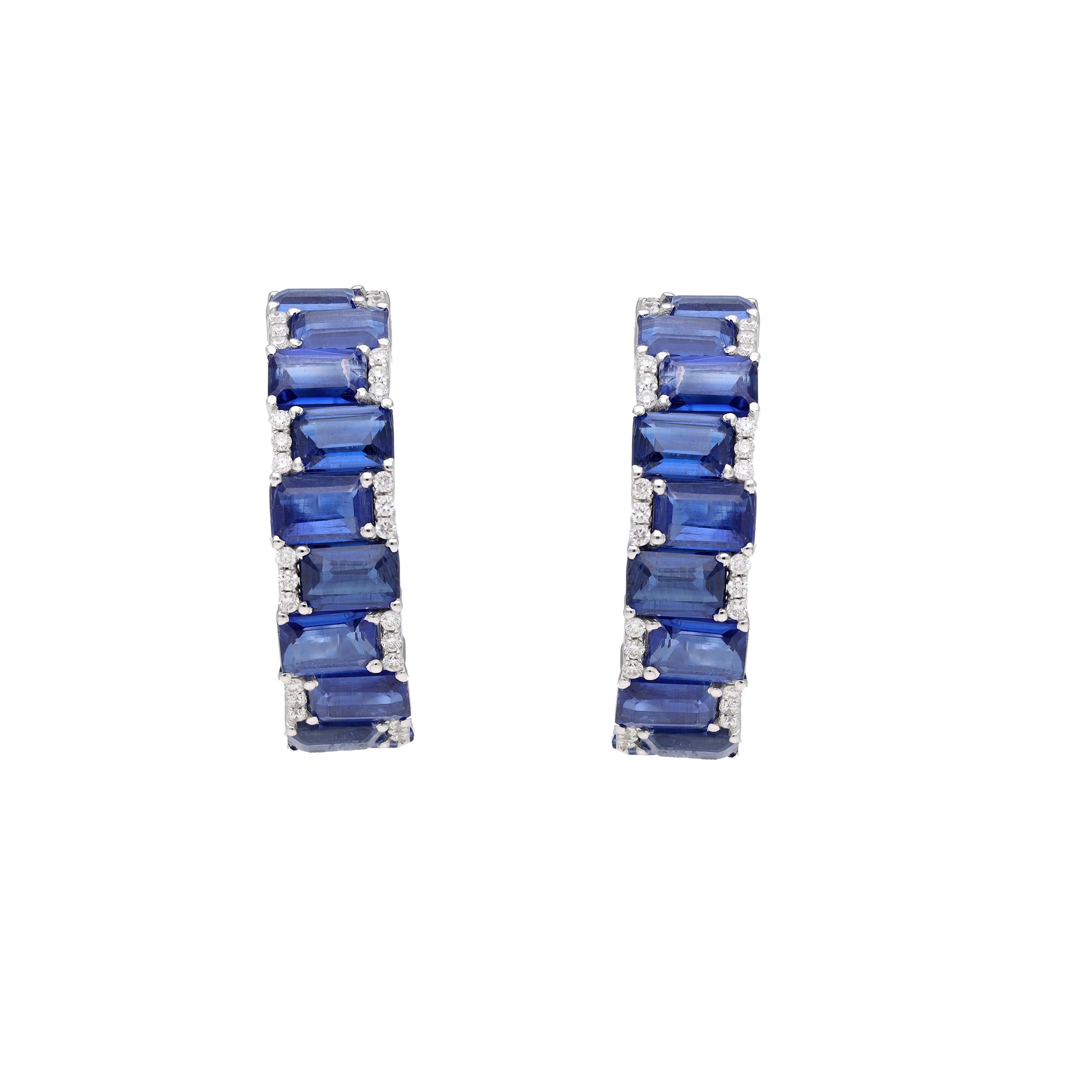 Women's Natural Kyanite & Diamond Gold earring in 14k For Sale