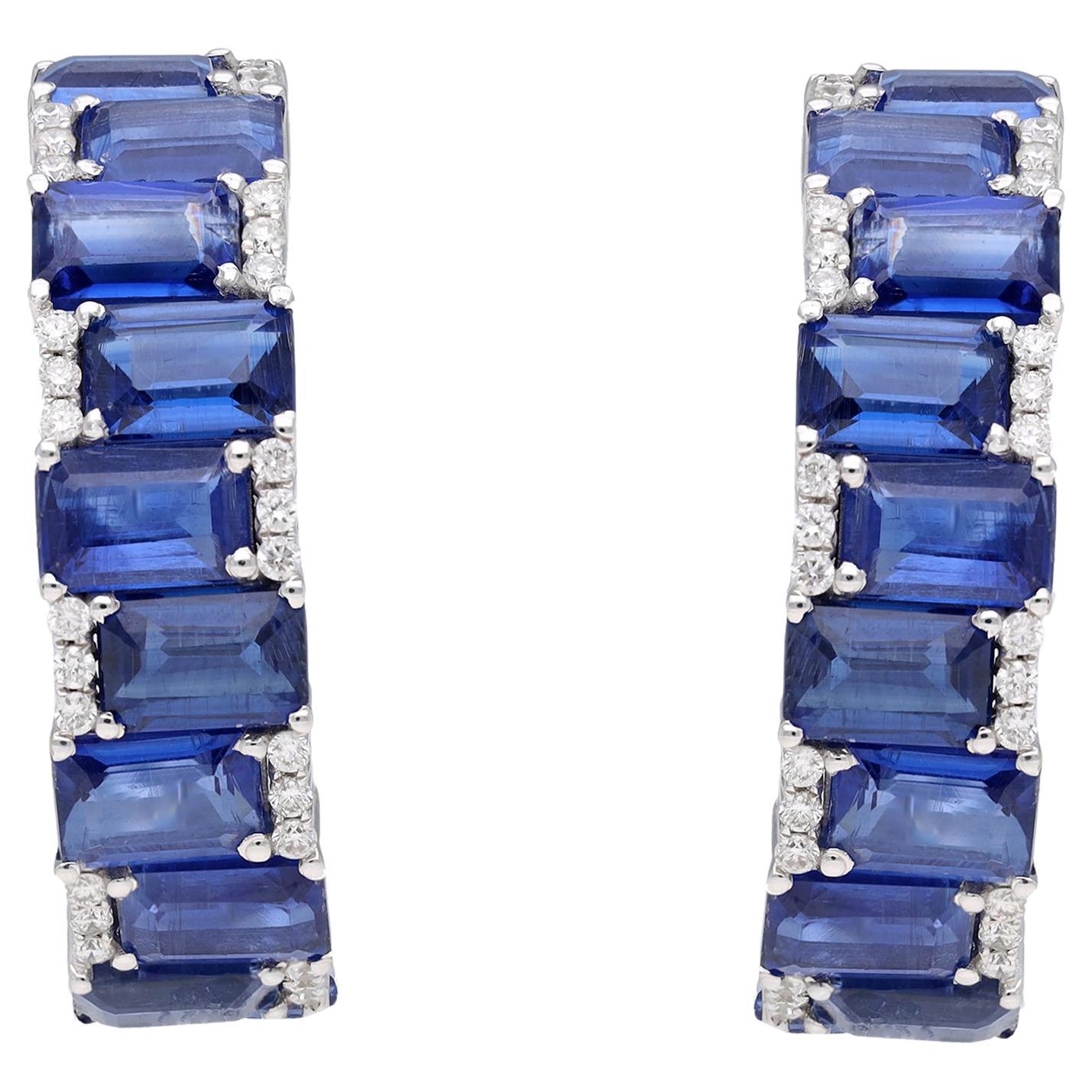 Natural Kyanite & Diamond Gold earring in 14k
