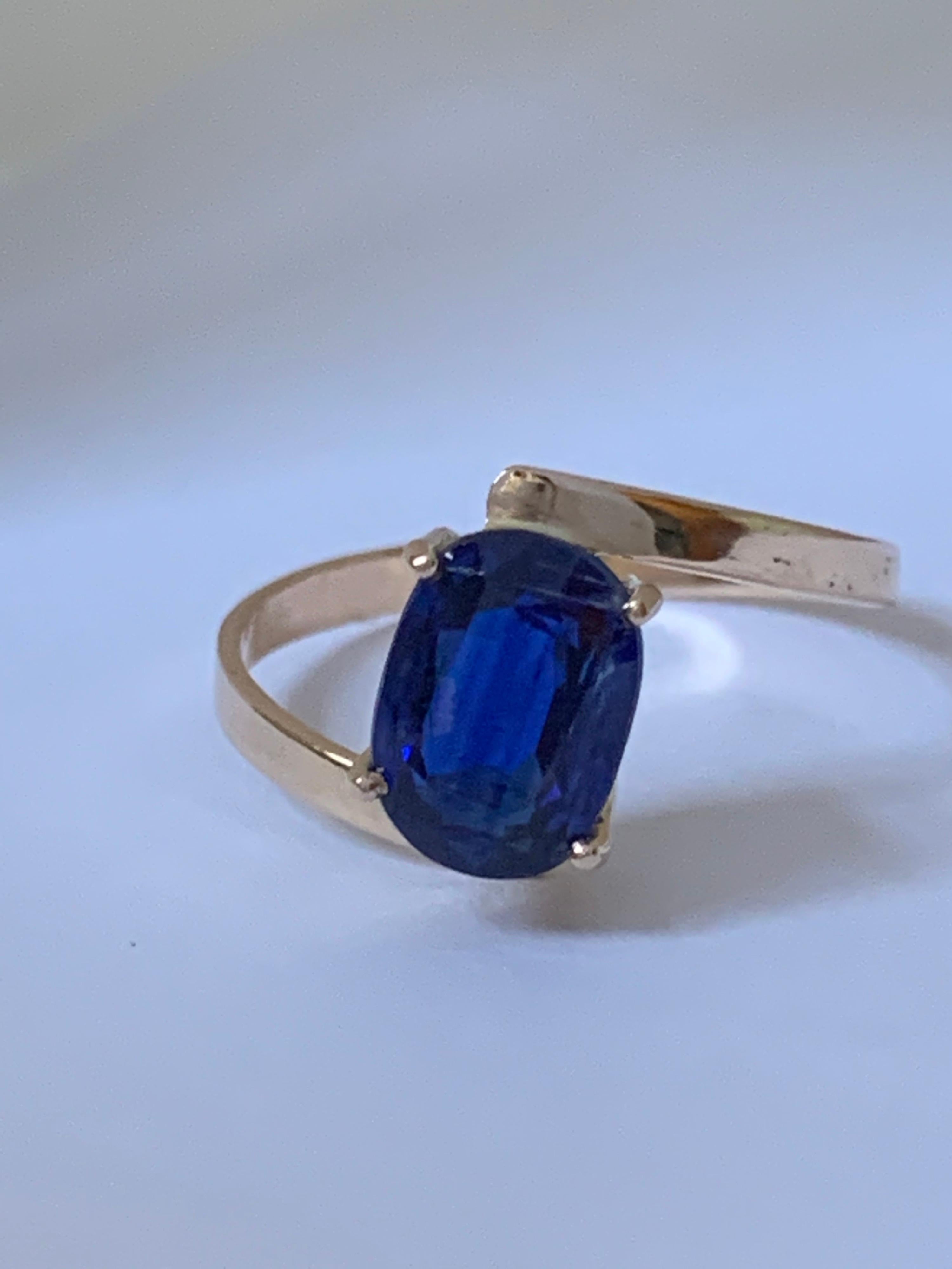 Natural Kyanite is from Nepal. The stone is 6 mm X 8 mm. The Royal blue Kyanite is untreated or unheated stone from mother earth. Its rare to find this quality and size and color. The stone is hand cut and polished. The Ring it self is 100%
