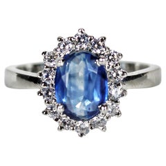 Bague halo de Kyanite naturelle