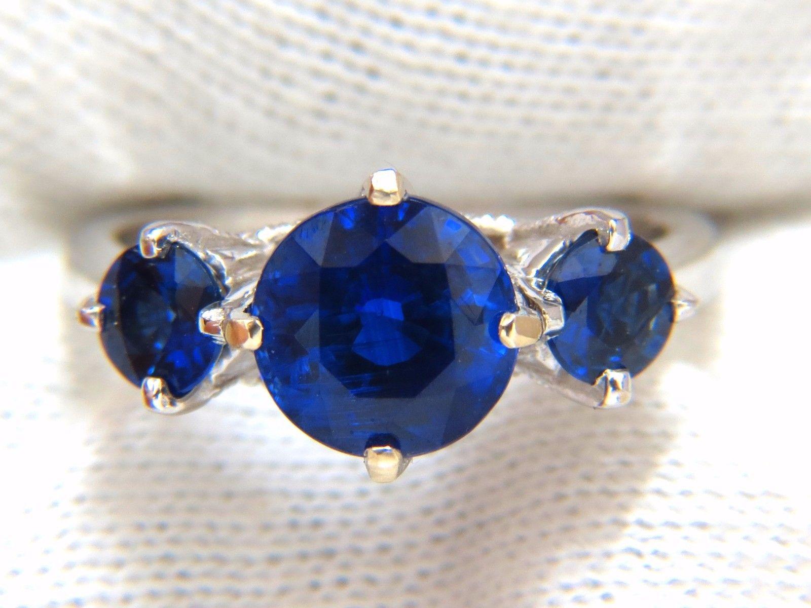 Victorien Bague en or 14 carats avec saphirs, saphirs et Kyanite naturelle bleu vif de 3,82 carats en vente