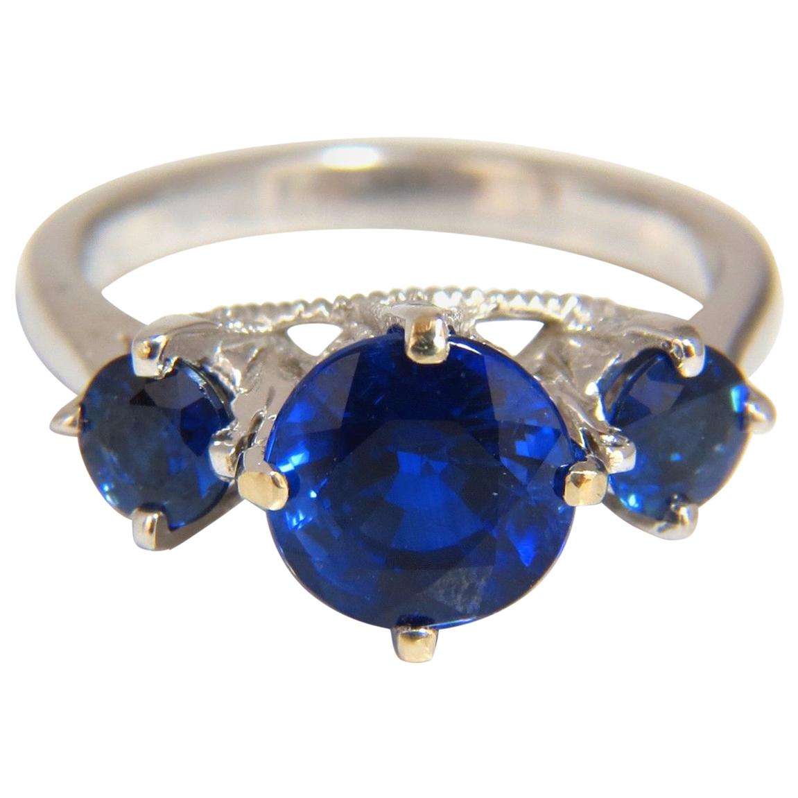 Natural Kyanite Sapphire Diamonds Ring 3.82 Carat Vivid Blue 14 Karat