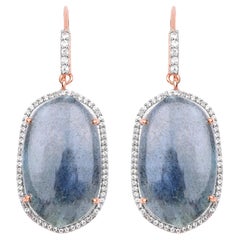 Natural Labradorite Dangle Earrings 28 Carats 14k Rose Gold Plated Silver