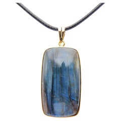 Colgante Piedra Labradorita Natural Plata de Ley Chapada en Oro Amarillo