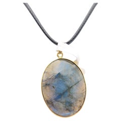 Colgante Piedra Labradorita Natural Plata de Ley Chapada en Oro Amarillo