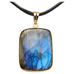 Colgante Piedra Labradorita Natural Plata de Ley Chapada en Oro Amarillo