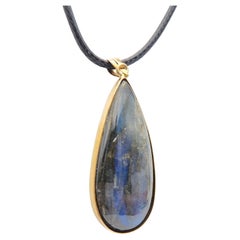 Colgante Piedra Labradorita Natural Plata de Ley Chapada en Oro Amarillo