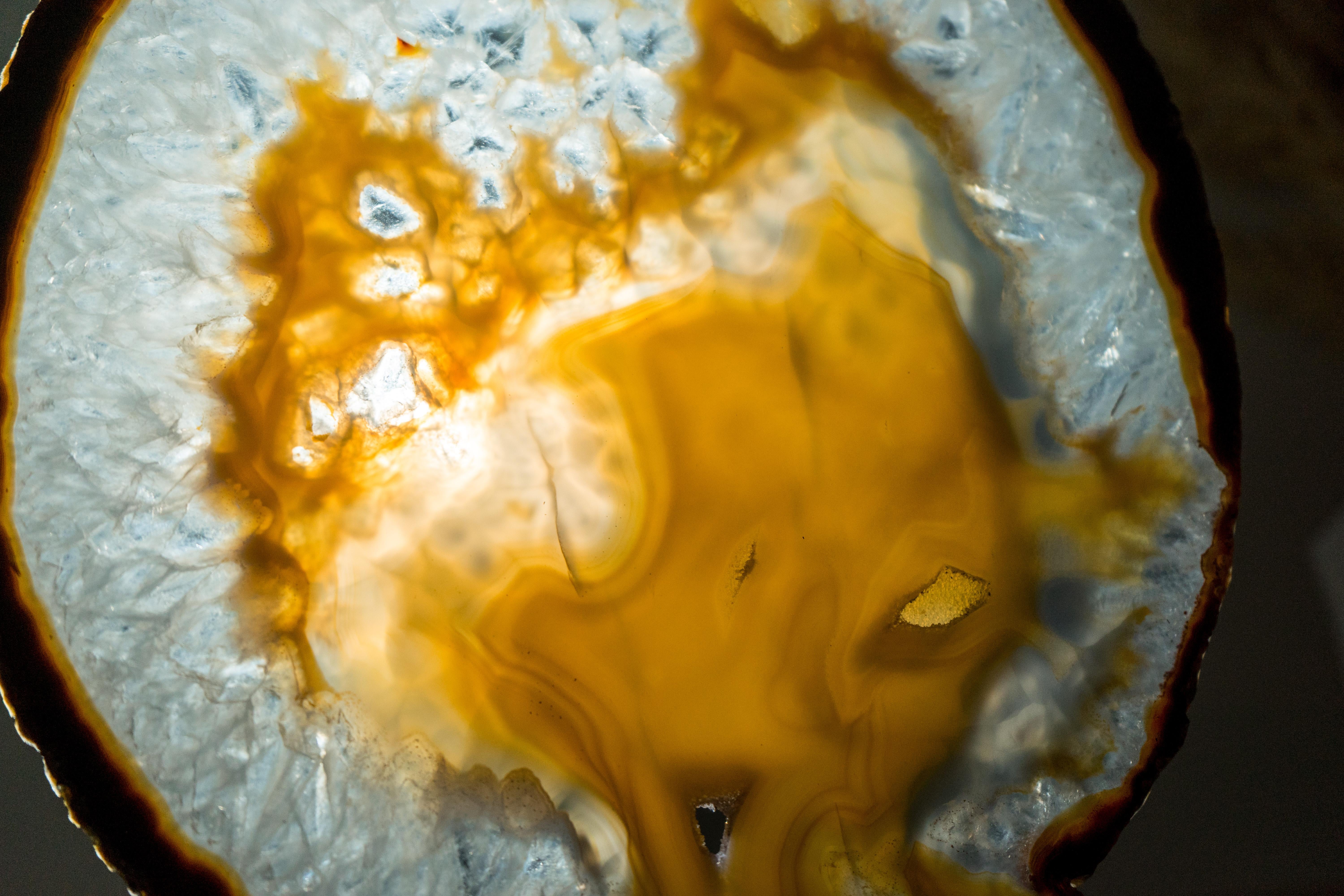 lice en dentelle naturelle avec dessins de calcédoine Nebula et cristal transparent en vente 3