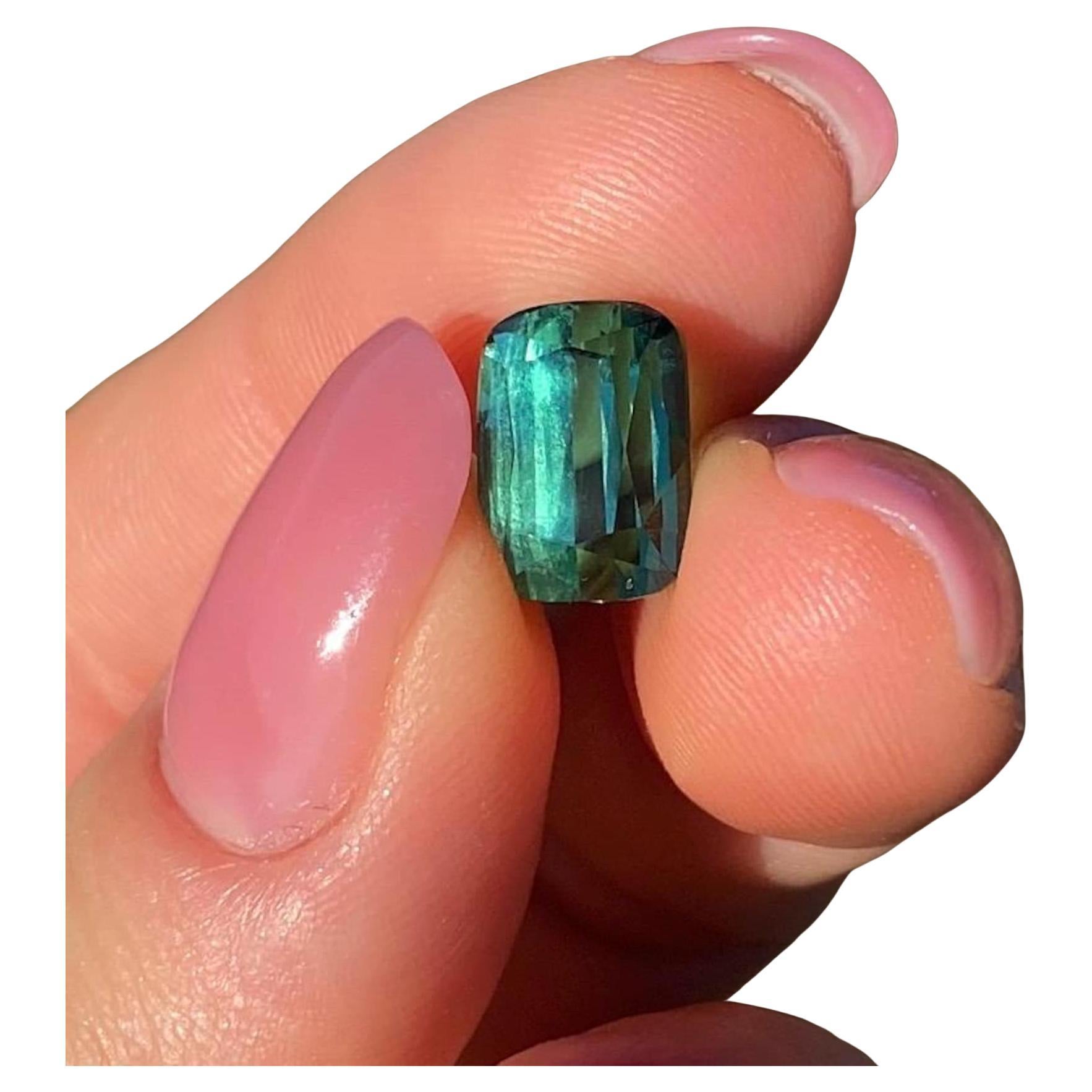 Gemma sfusa Nature Lagoon Tourmaline 6,12 ct. Taglio a cuscino Origine Afghanistan