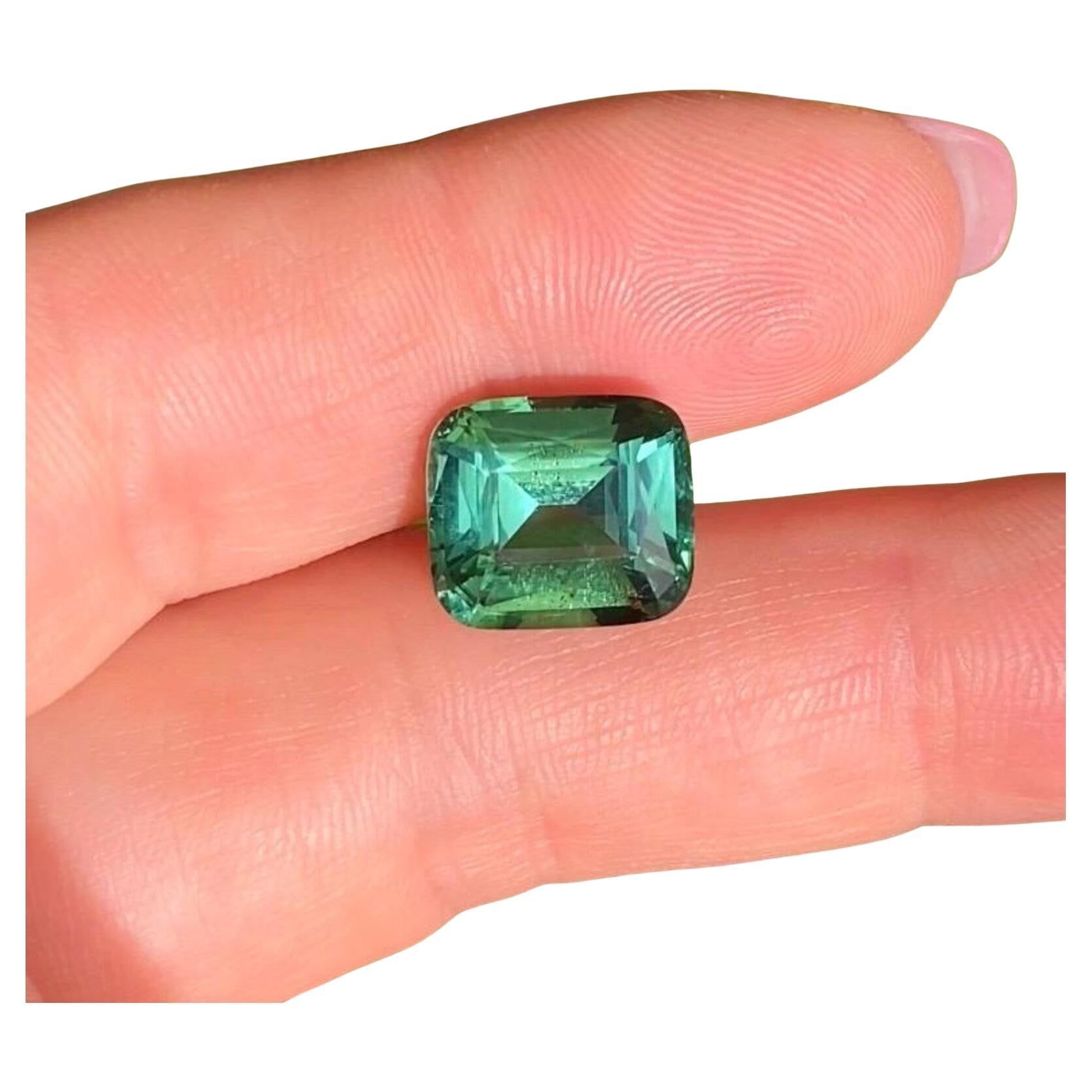 Natural Lagoon Tourmaline Loose Gemstone 7.55 ct. Cushion cut, certificate GIA