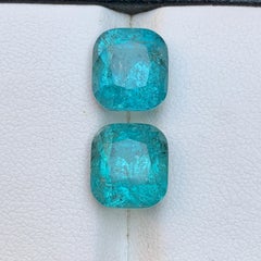 Natural Lagoon Tourmaline Pair 9.02 Ct Cushion Cut Loose Gemstones for Earrings