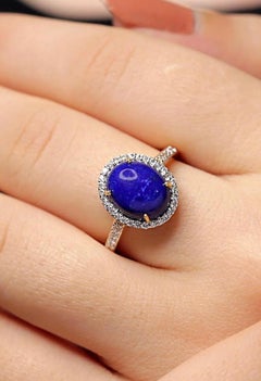 Bague Lapis Naturel Diamant en or 14k