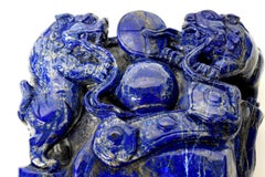 Natural Lapis Lazuli 8 lb Block with Carved Lions