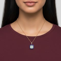 Natural Lapis Lazuli and Green Amethyst Pendant in 14KT Yellow Gold