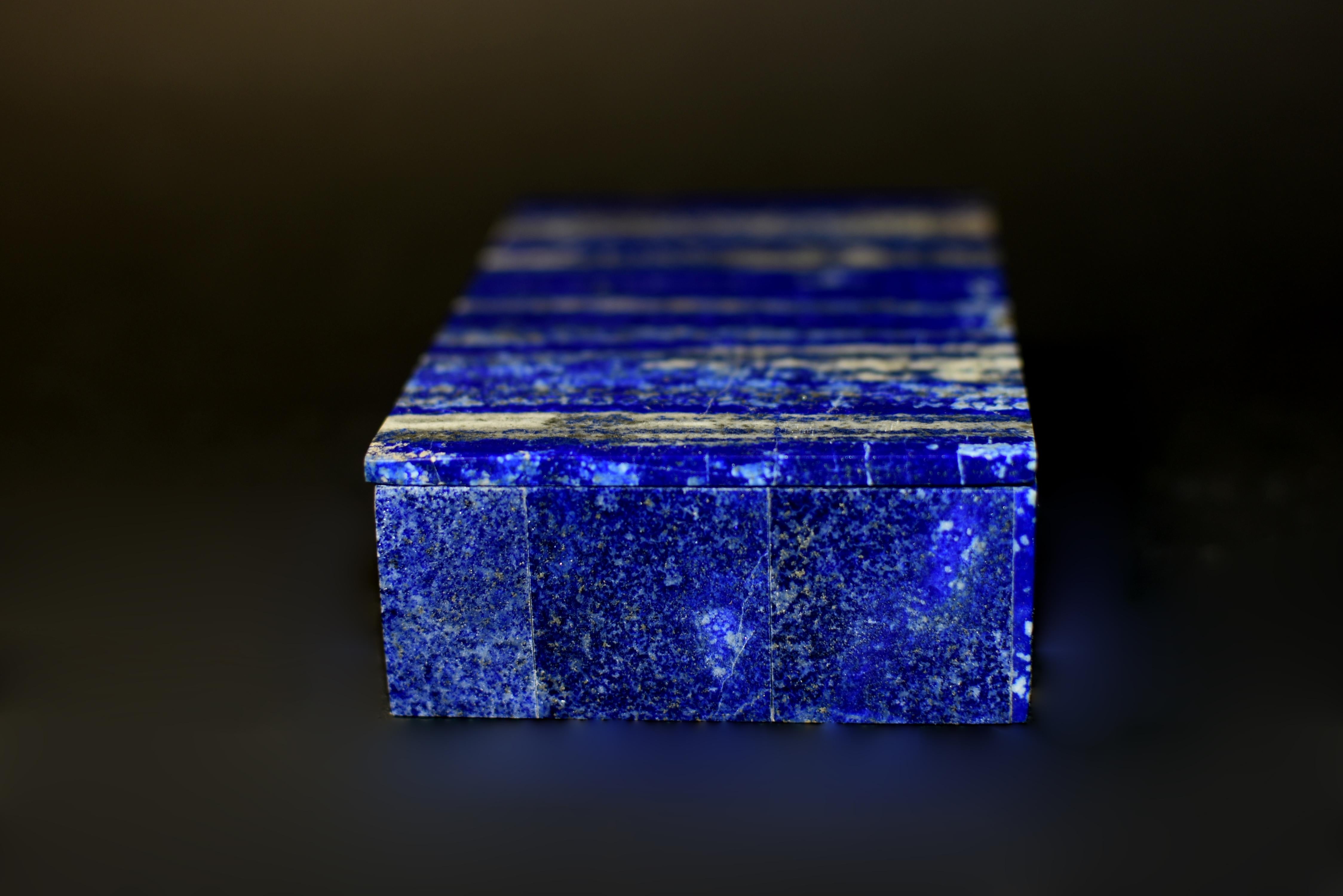 Natural Lapis Lazuli Box Beech Forest In Good Condition In Somis, CA