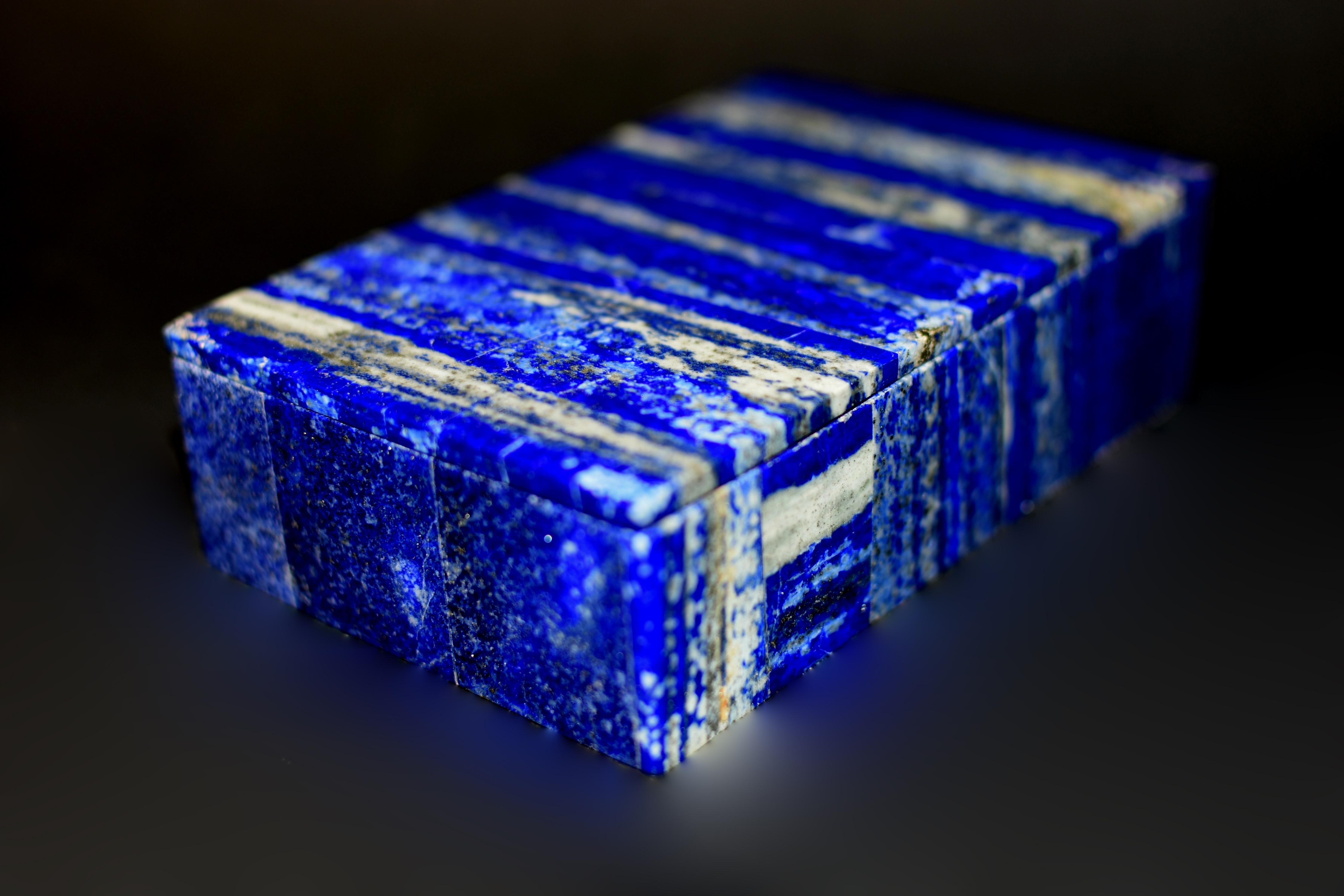 20th Century Natural Lapis Lazuli Box Beech Forest