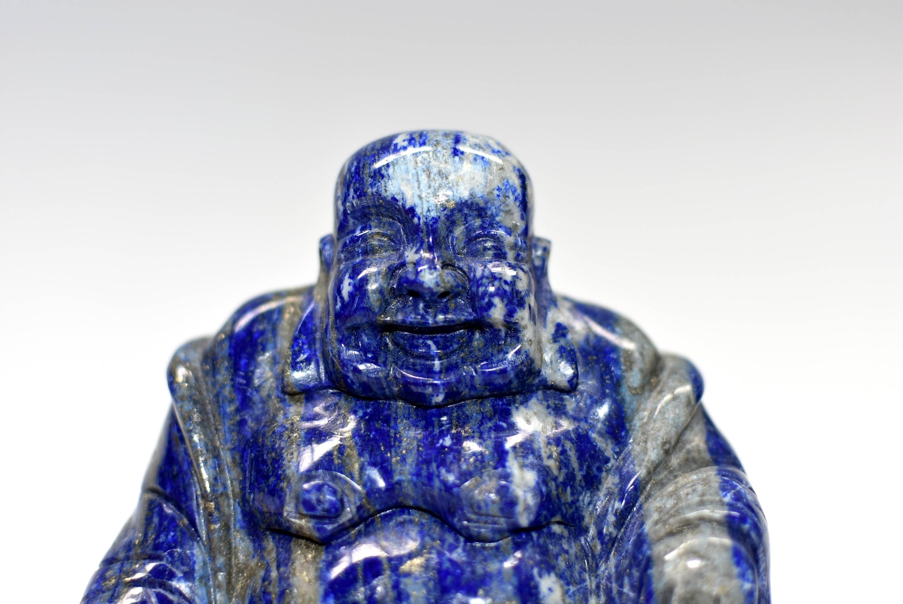 Natural Lapis Lazuli Buddha, Hand-Carved Happy Buddha 5