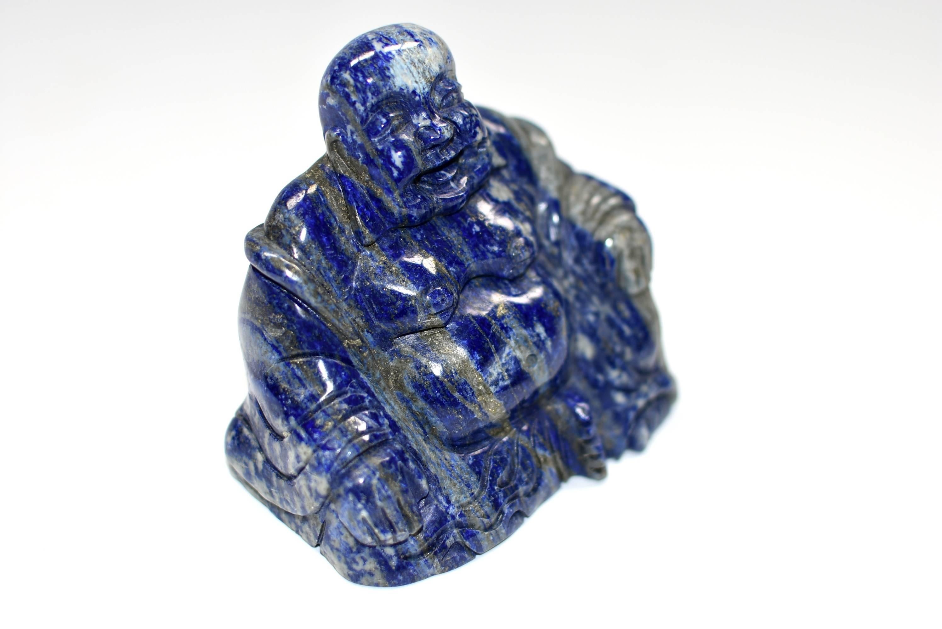 Natural Lapis Lazuli Buddha, Hand-Carved Happy Buddha 8