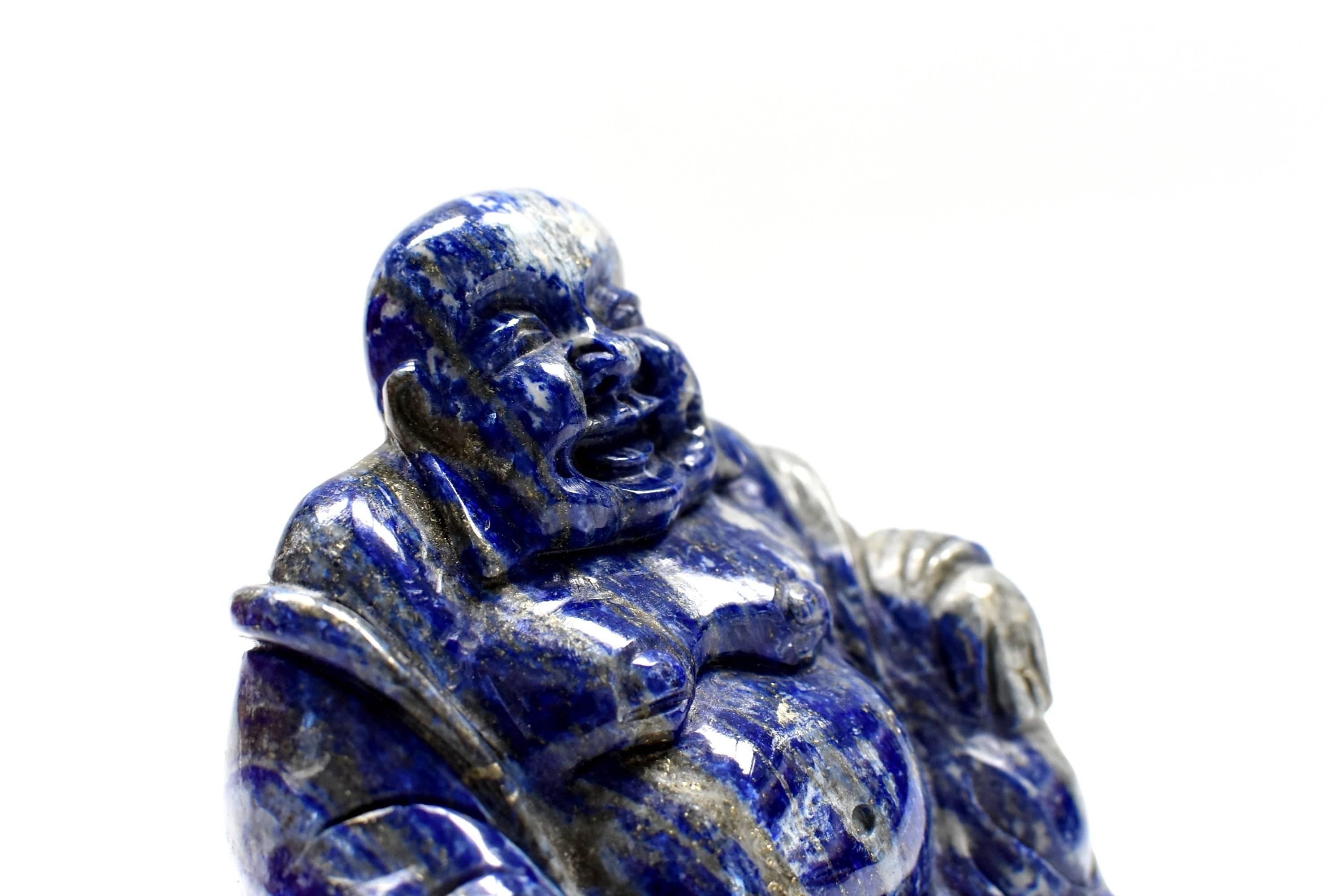 Natural Lapis Lazuli Buddha, Hand-Carved Happy Buddha 9