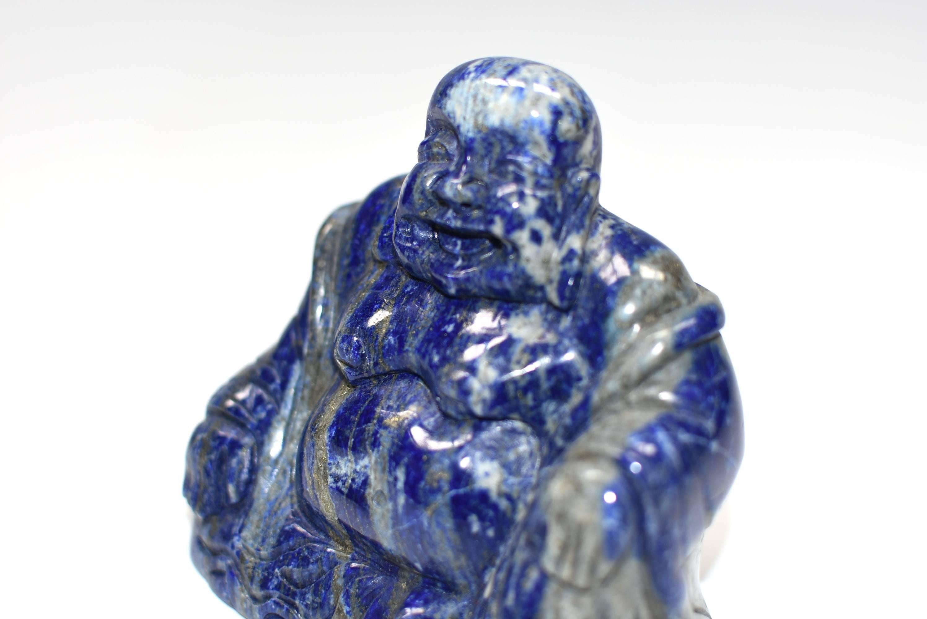 Natural Lapis Lazuli Buddha, Hand-Carved Happy Buddha 10