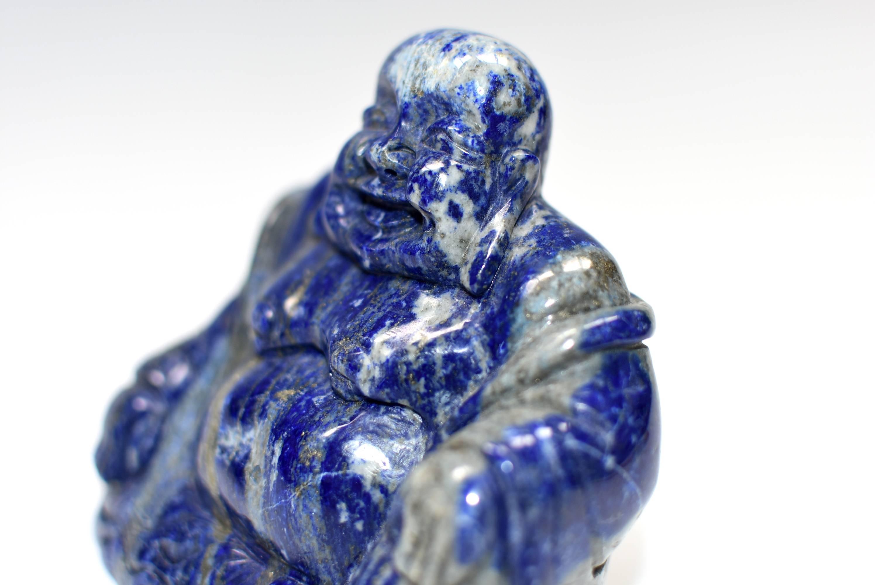 Natural Lapis Lazuli Buddha, Hand-Carved Happy Buddha 13