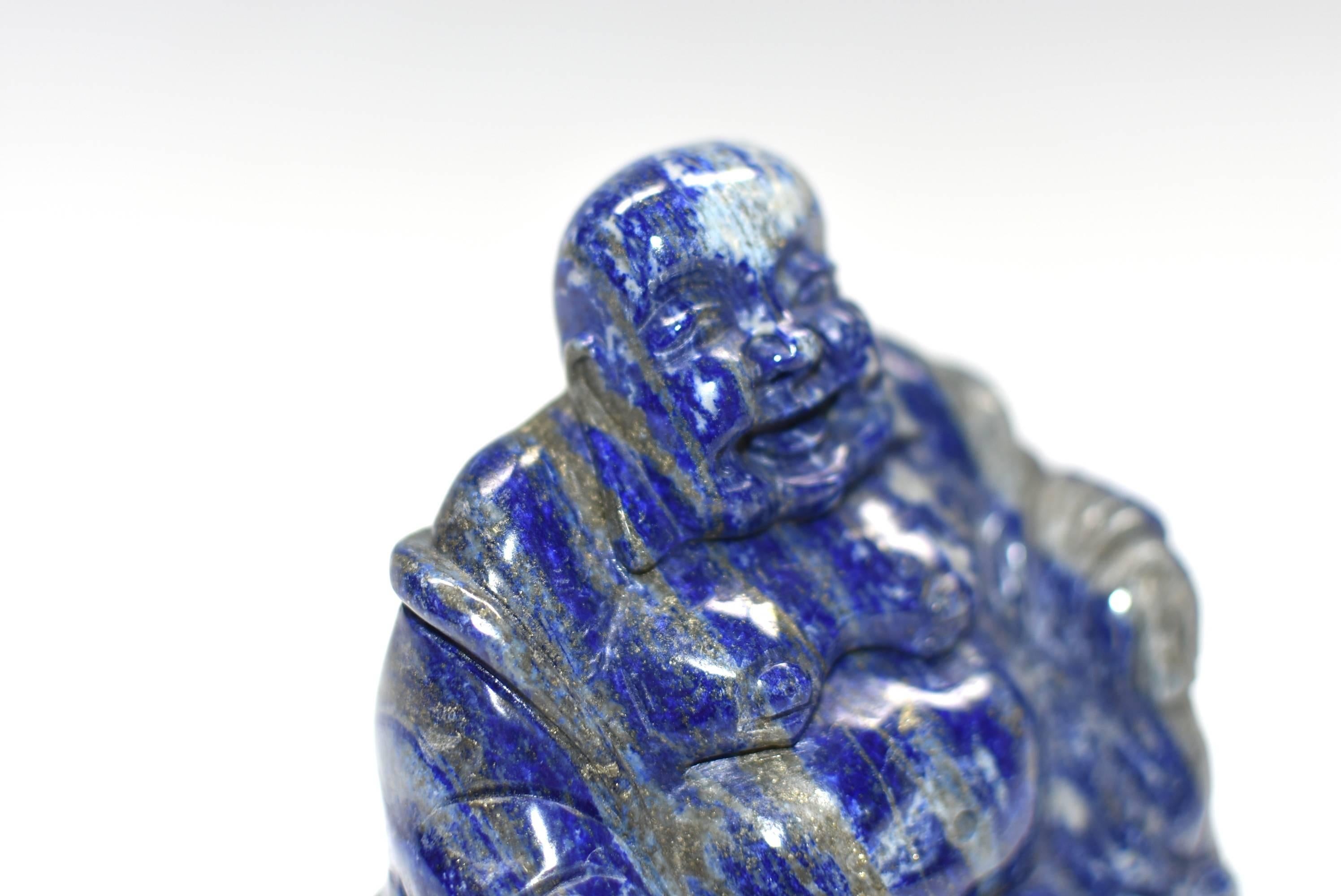 Natural Lapis Lazuli Buddha, Hand-Carved Happy Buddha 1