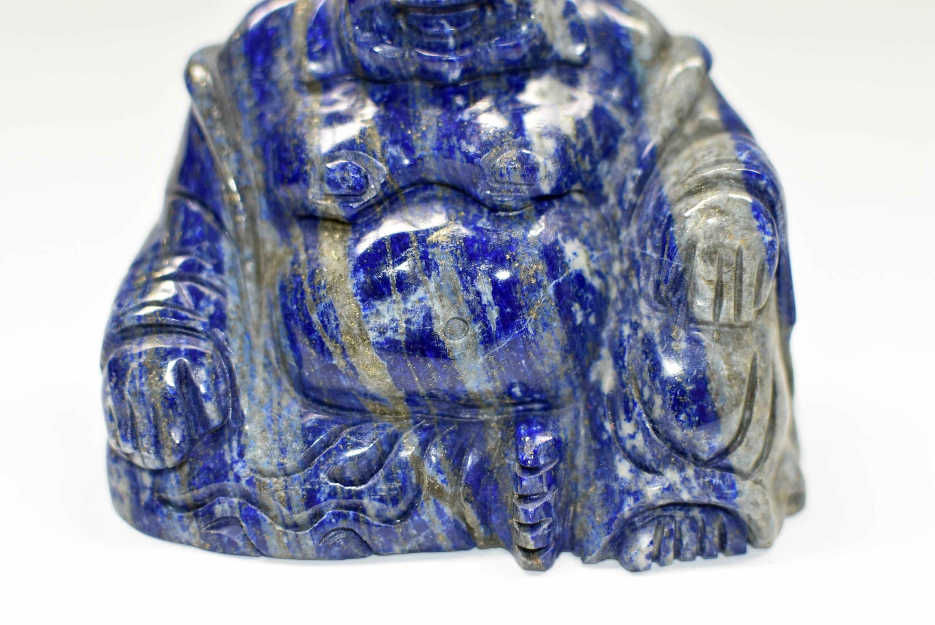Natural Lapis Lazuli Buddha, Hand-Carved Happy Buddha 2