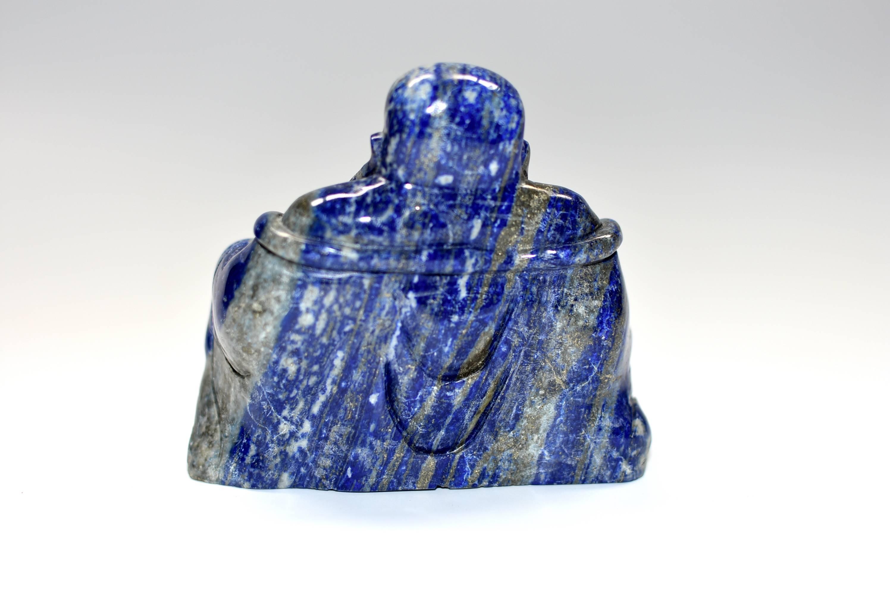 Natural Lapis Lazuli Buddha, Hand-Carved Happy Buddha 4