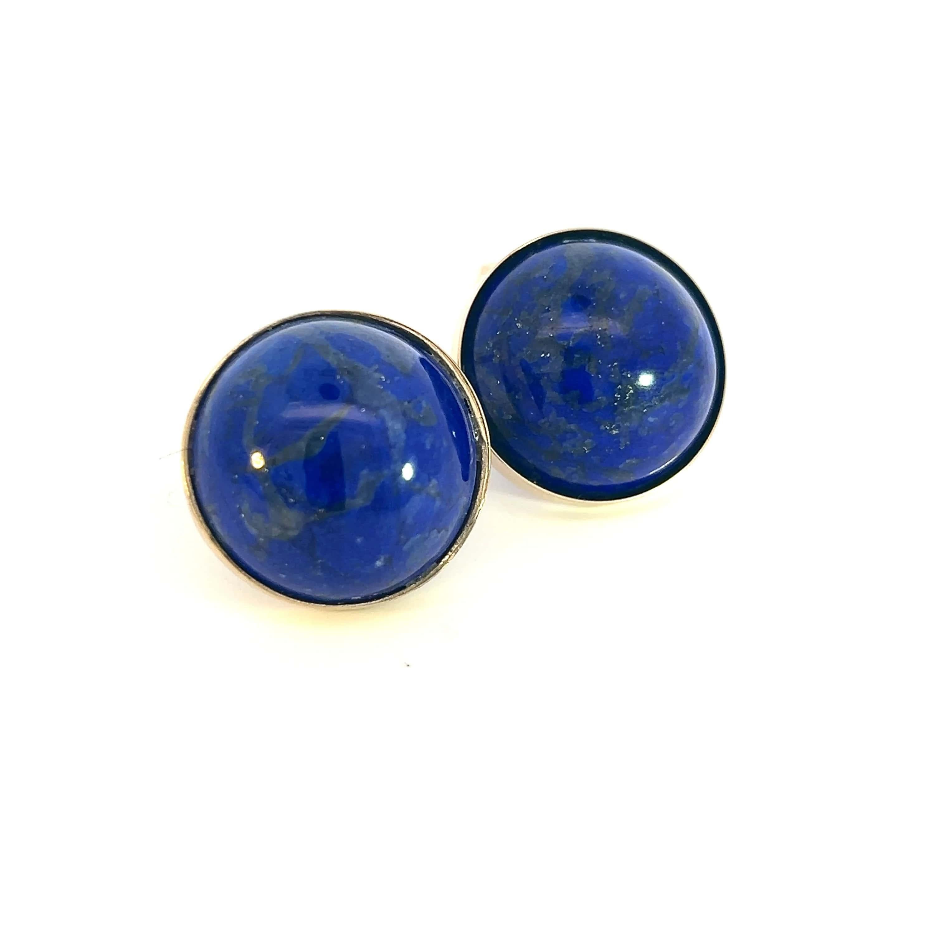 Natural Lapis Lazuli Cufflinks 14k Y Gold 40 CTW Certified For Sale 5