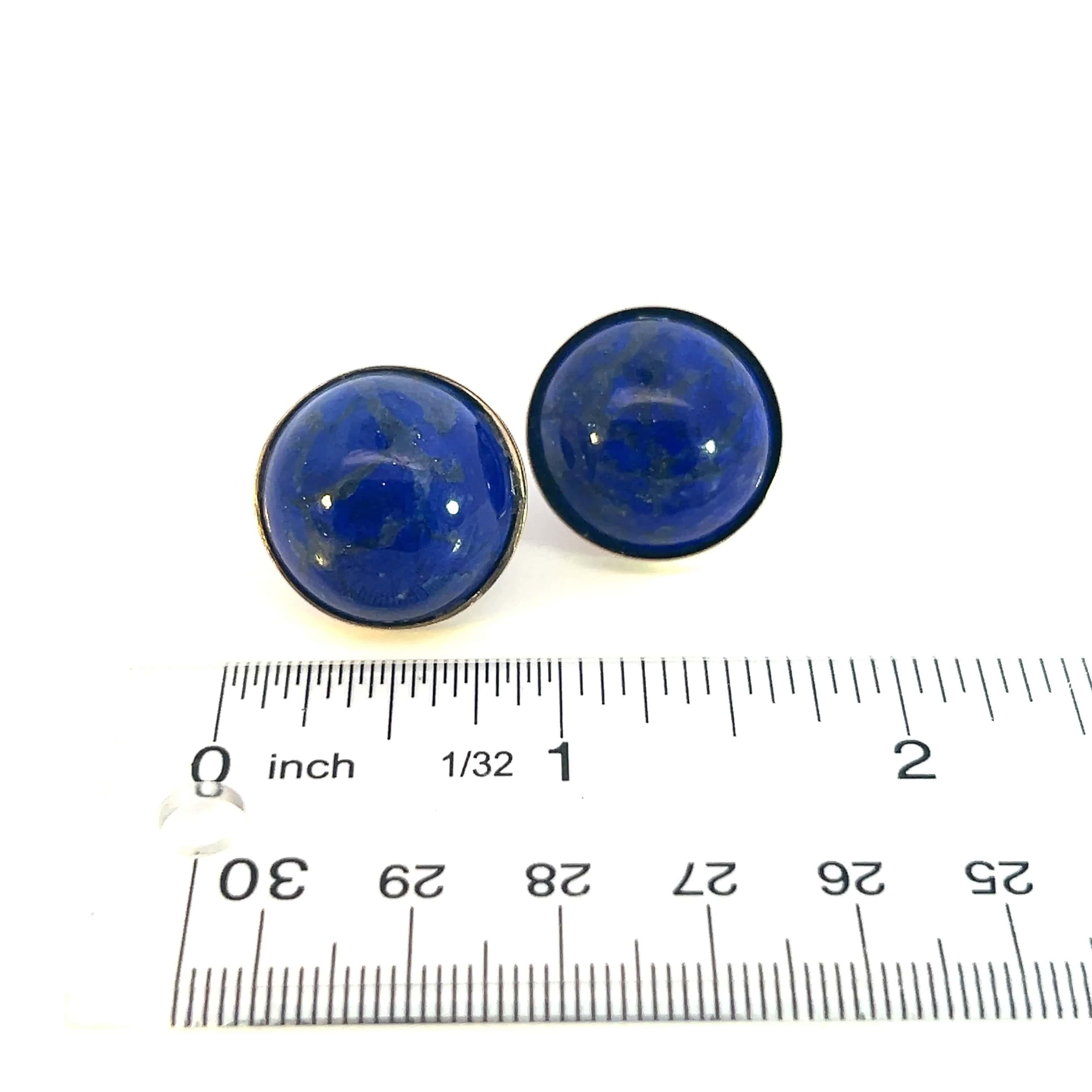 Boutons de manchette en or 14 carats et lapis-lazuli naturel certifié 40 carats en vente 7