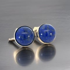 Natural Lapis Lazuli Cufflinks 14k Y Gold 40 CTW Certified