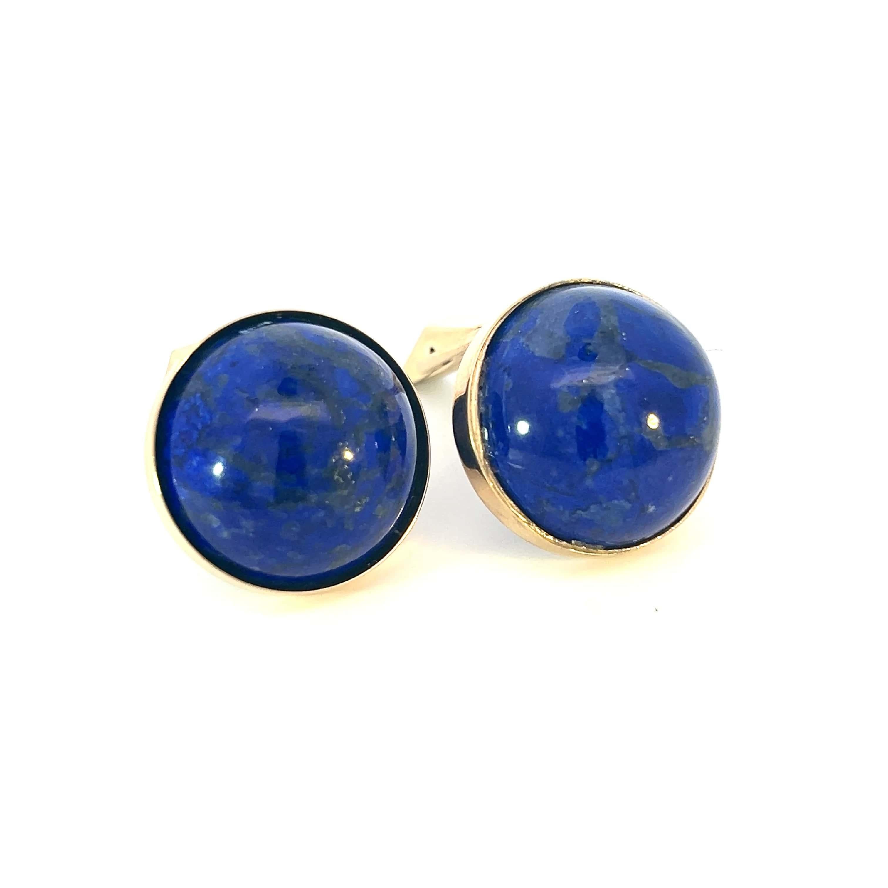 Natural Lapis Lazuli Cufflinks 14k Y Gold 40 CTW Certified For Sale 2