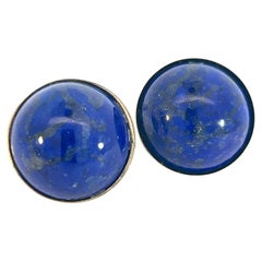 Boutons de manchette en or 14 carats et lapis-lazuli naturel certifié 40 carats