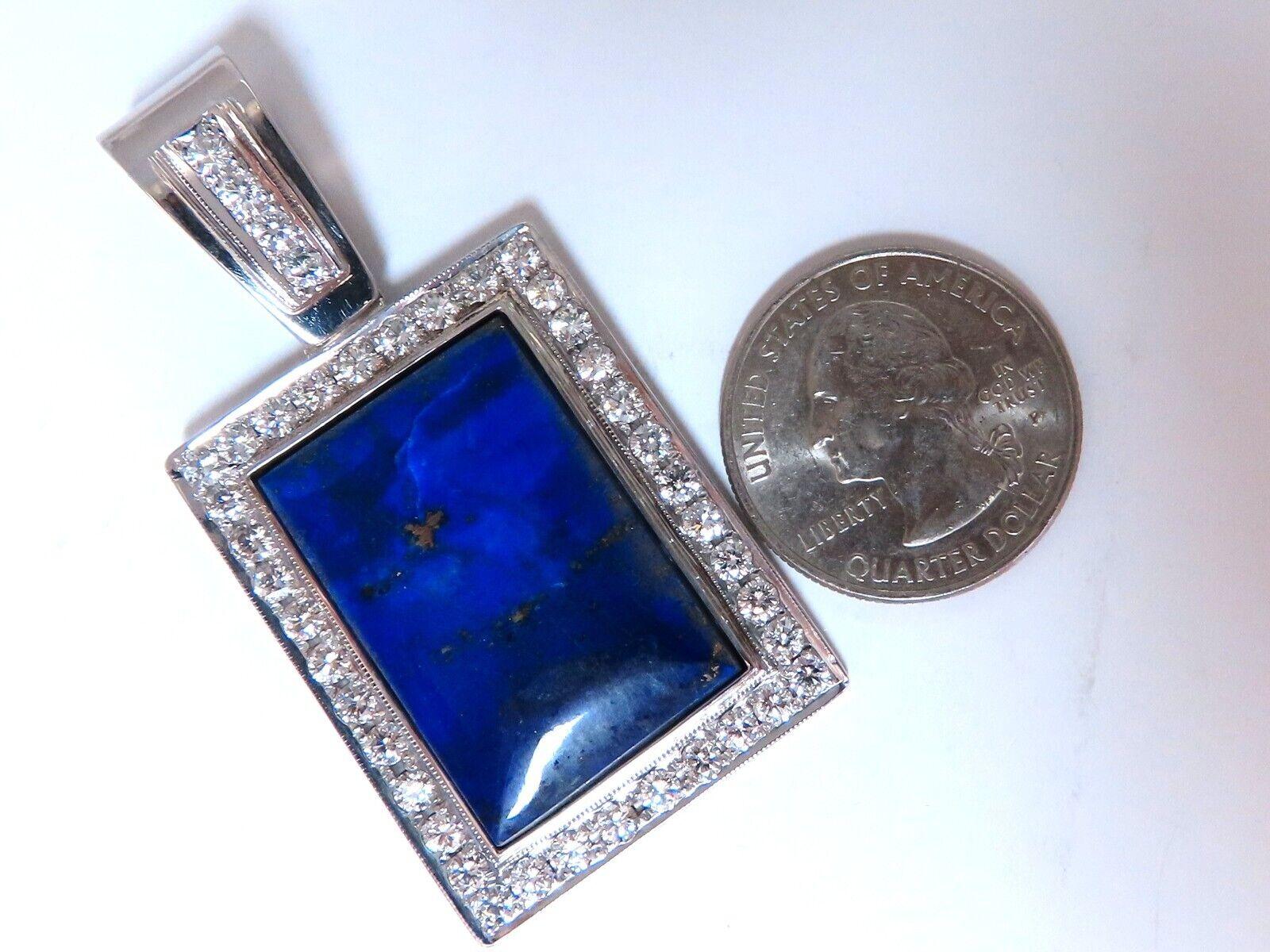 Natural Lapis Lazuli Diamonds Pendant 14kt In New Condition For Sale In New York, NY