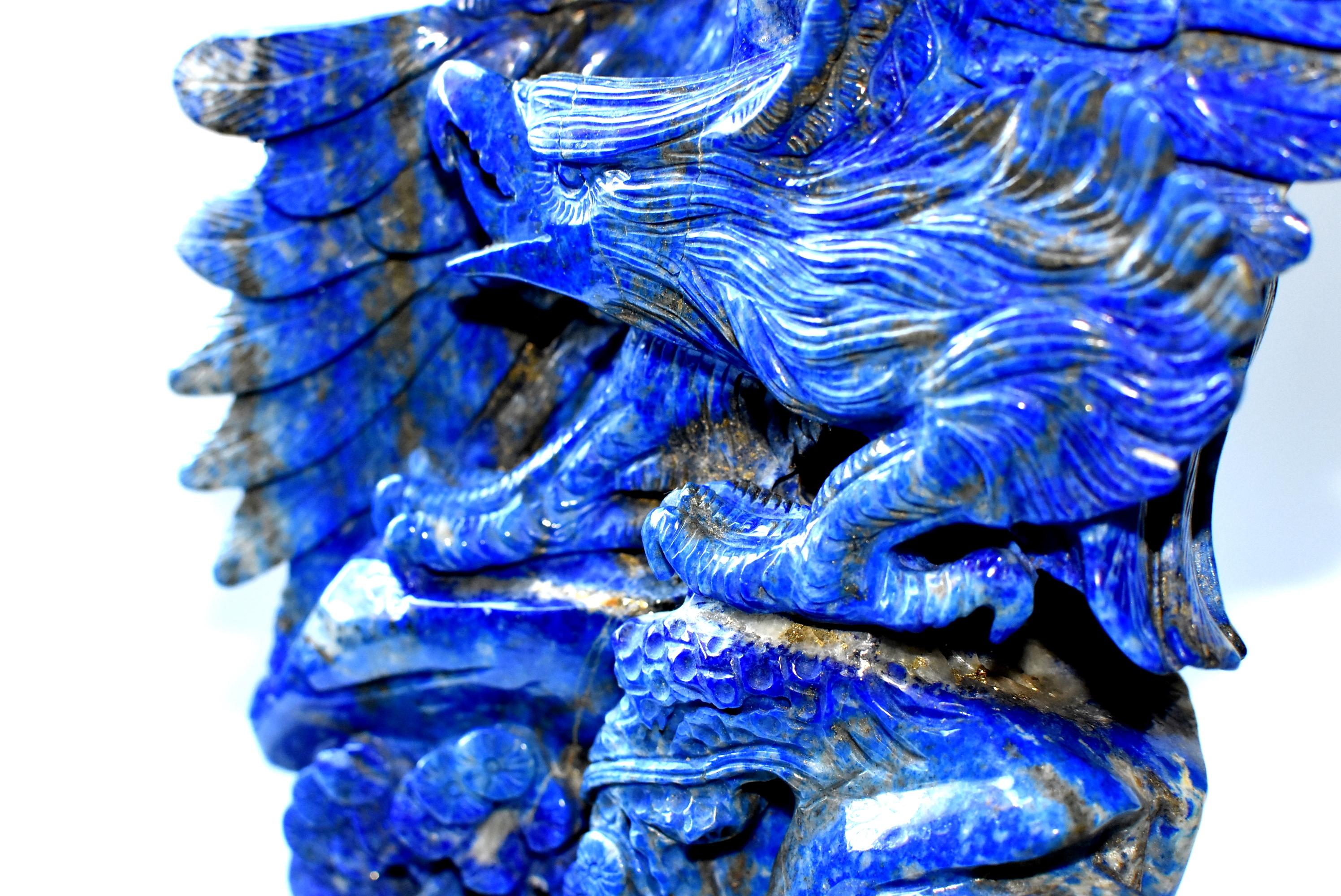 Natural Lapis Lazuli Eagle Sculpture, 8.2 Lb Large Statue 4